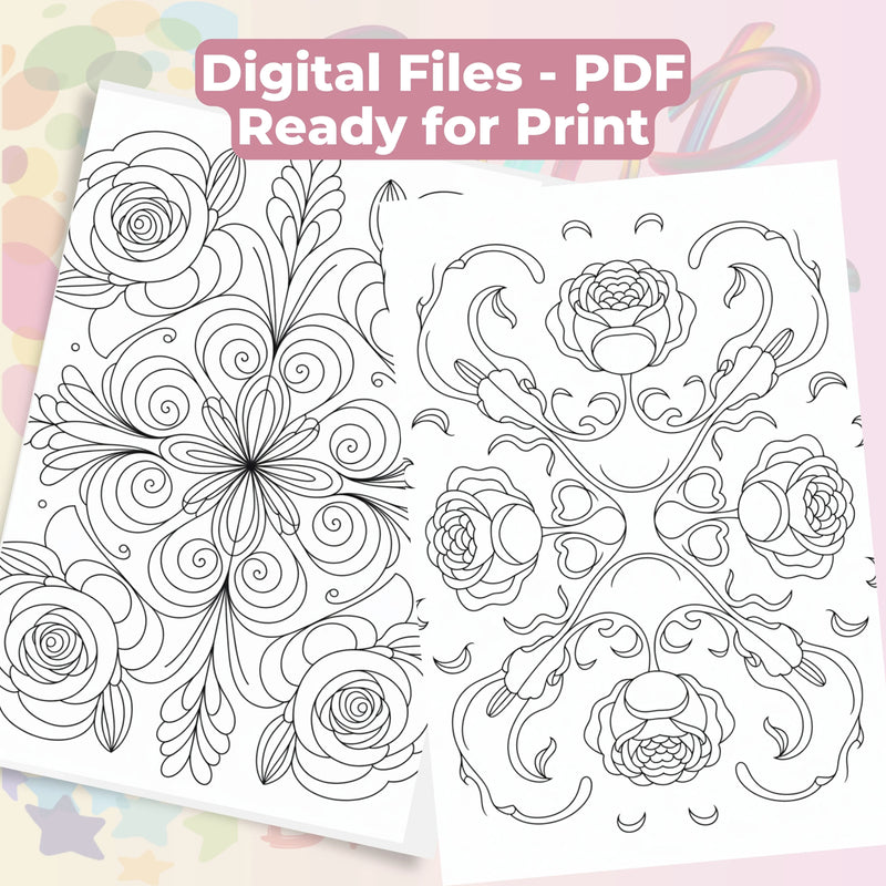 Rose Mandala Coloring Book Bundle - CraftNest - Digital Crafting and Art