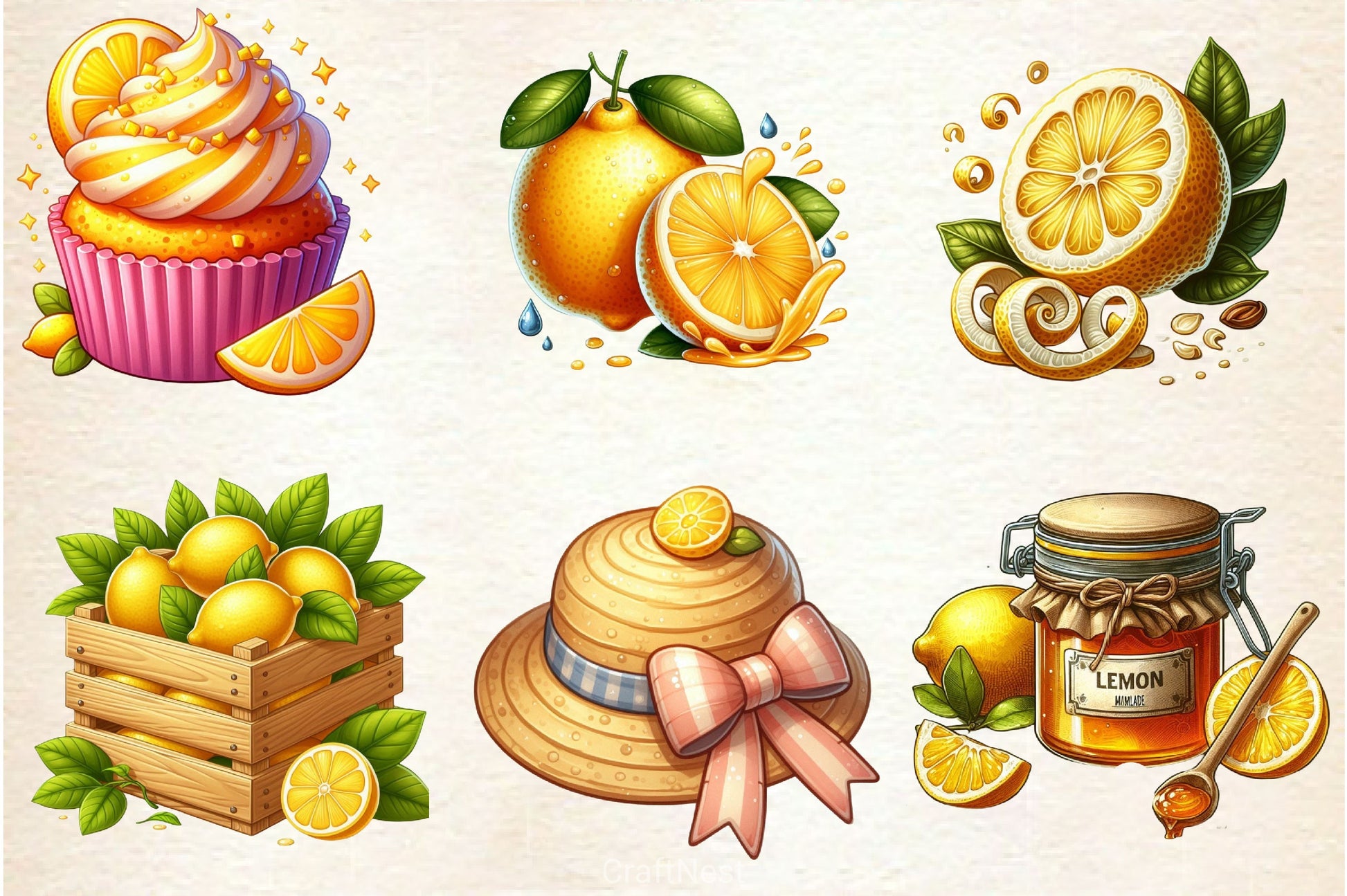 Summer Lemon Clipart Bundle - CraftNest - Digital Crafting and Art
