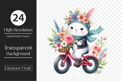 Easter Flower Biker Bunny Clipart Bundle - CraftNest - Digital Crafting and Art
