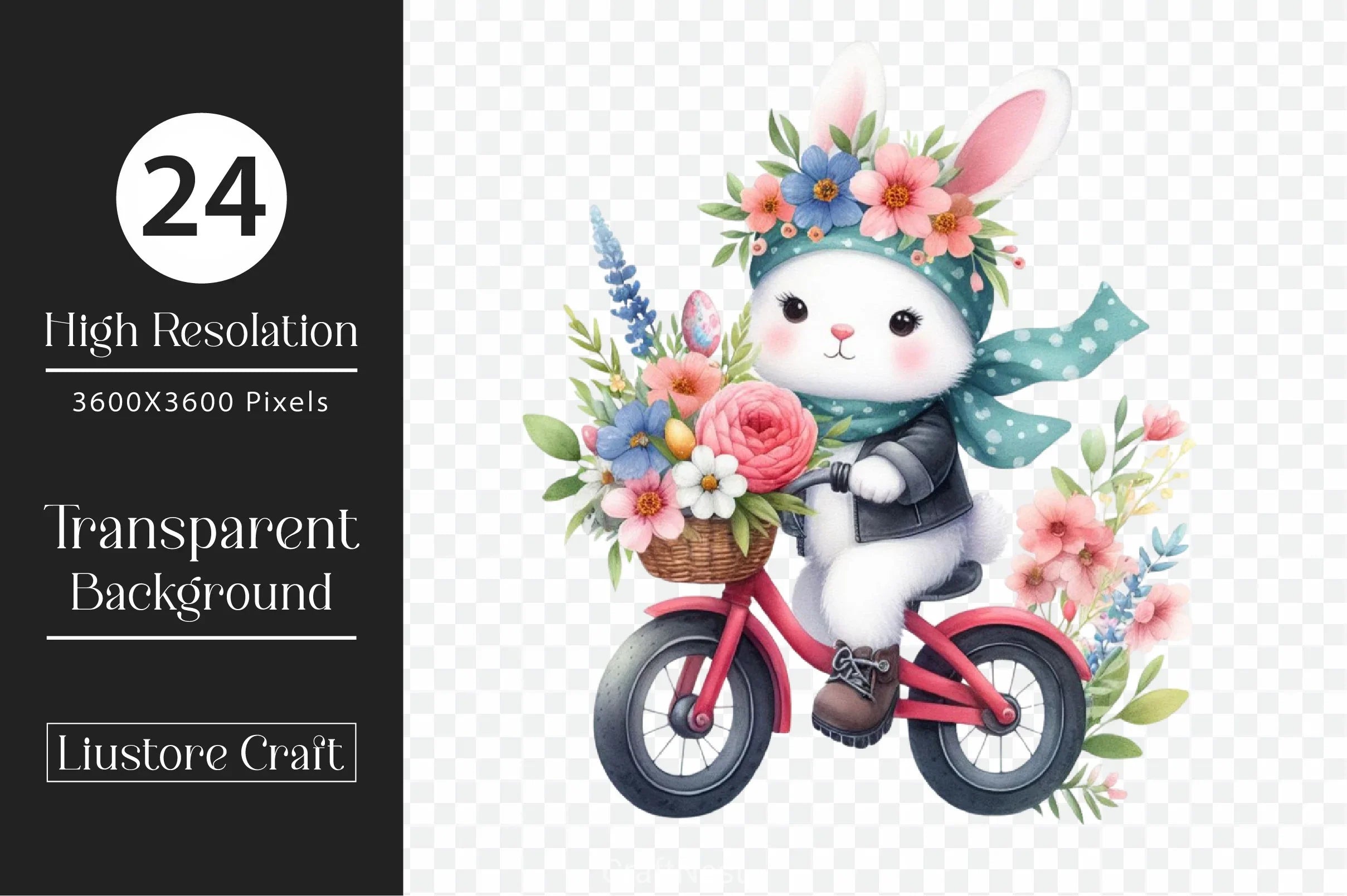Easter Flower Biker Bunny Clipart Bundle - CraftNest - Digital Crafting and Art