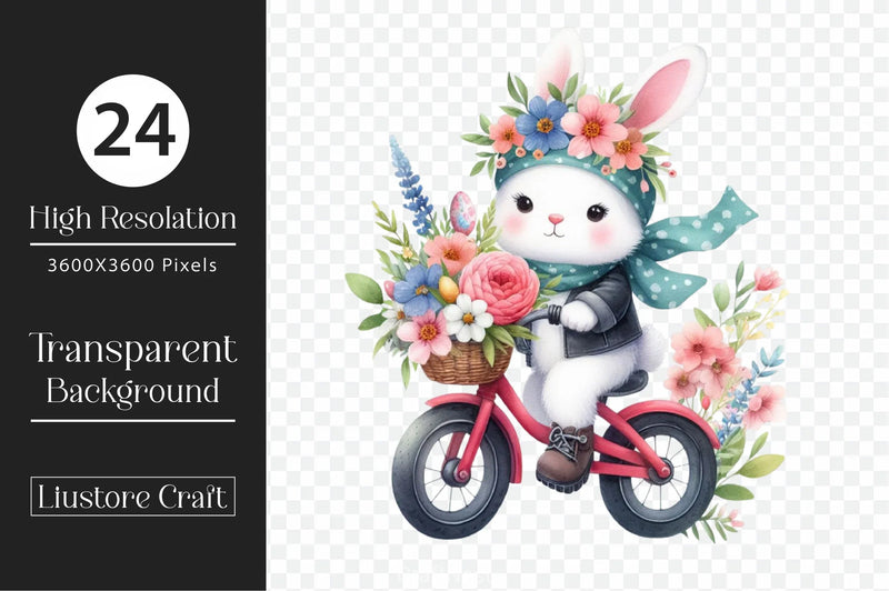 Easter Flower Biker Bunny Clipart Bundle - CraftNest - Digital Crafting and Art