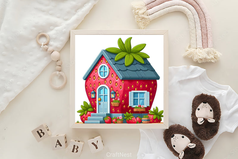 Strawberries House Clipart Bundle - CraftNest - Digital Crafting and Art