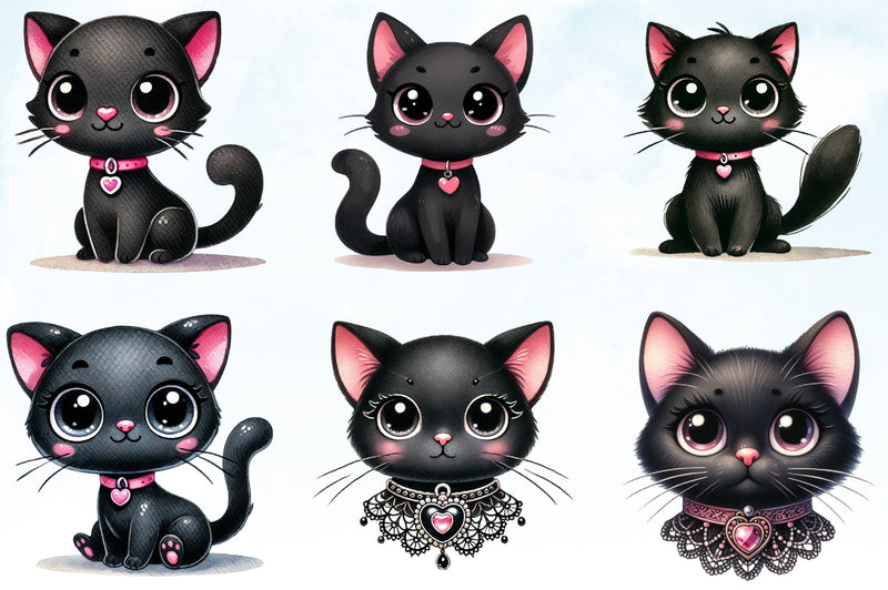 Valentine Black Cat Clipart Bundle - CraftNest - Digital Crafting and Art