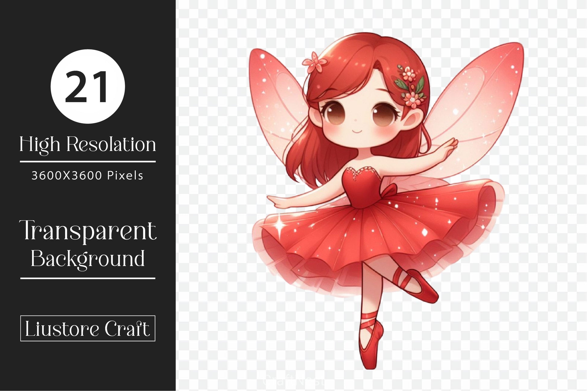 Cute Fairy Red Dress Clipart Bundle - CraftNest - Digital Crafting and Art