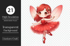 Cute Fairy Red Dress Clipart Bundle - CraftNest - Digital Crafting and Art