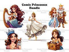 Comic Art Style Princesses Clipart - CraftNest