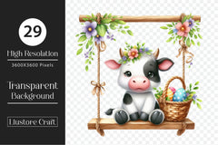 Cute Easter Animals On Swing Clipart Bundle - CraftNest - Digital Crafting and Art