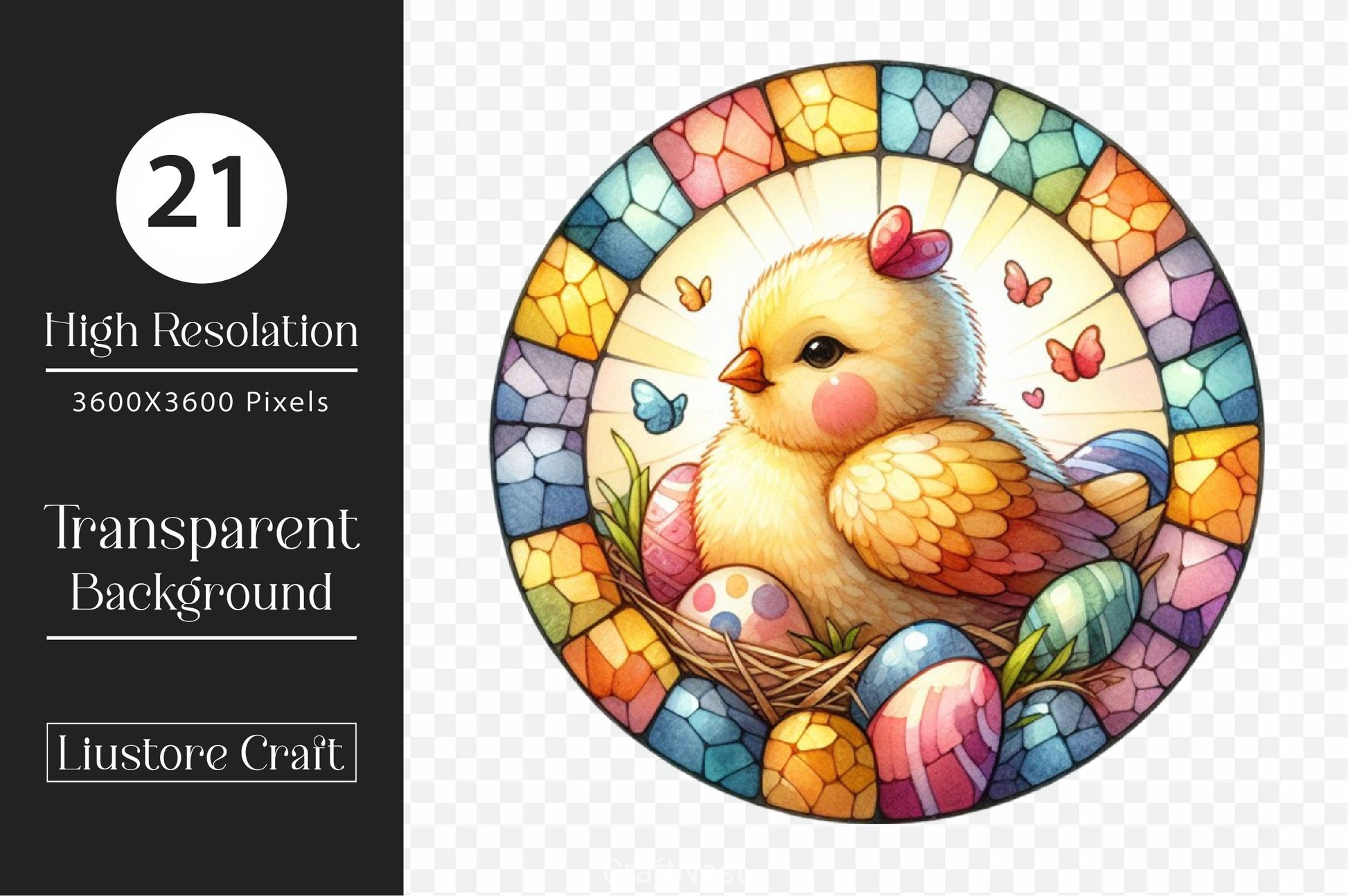 Stained Glass Easter Chick Clipart Bundle 3 - CraftNest - Digital Crafting and Art