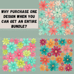 Flowers Square Retro Clipart Bundle - CraftNest - Digital Crafting and Art