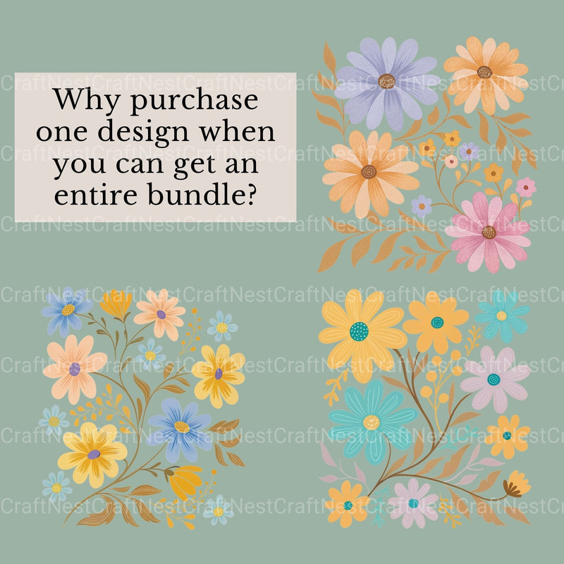 Abstract Boho Flowers Clipart Bundle - CraftNest - Digital Crafting and Art