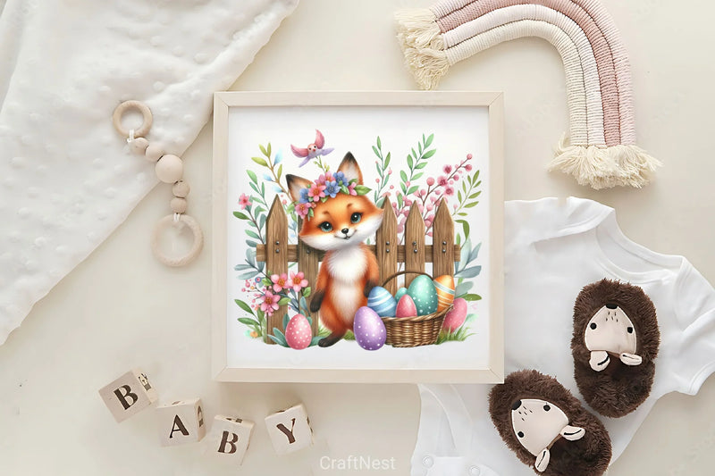 Easter Animals with Fence Clipart Bundle - CraftNest - Digital Crafting and Art