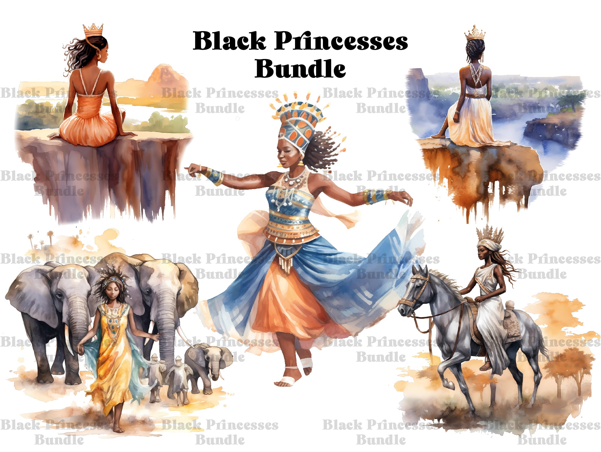 Black Princesses Clipart - CraftNest