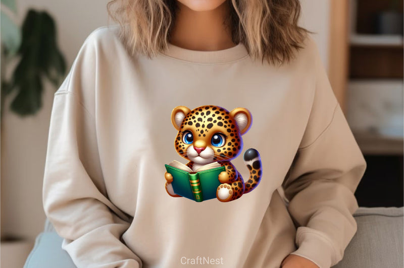 Cute Leopard Reading Clipart Bundle - CraftNest - Digital Crafting and Art