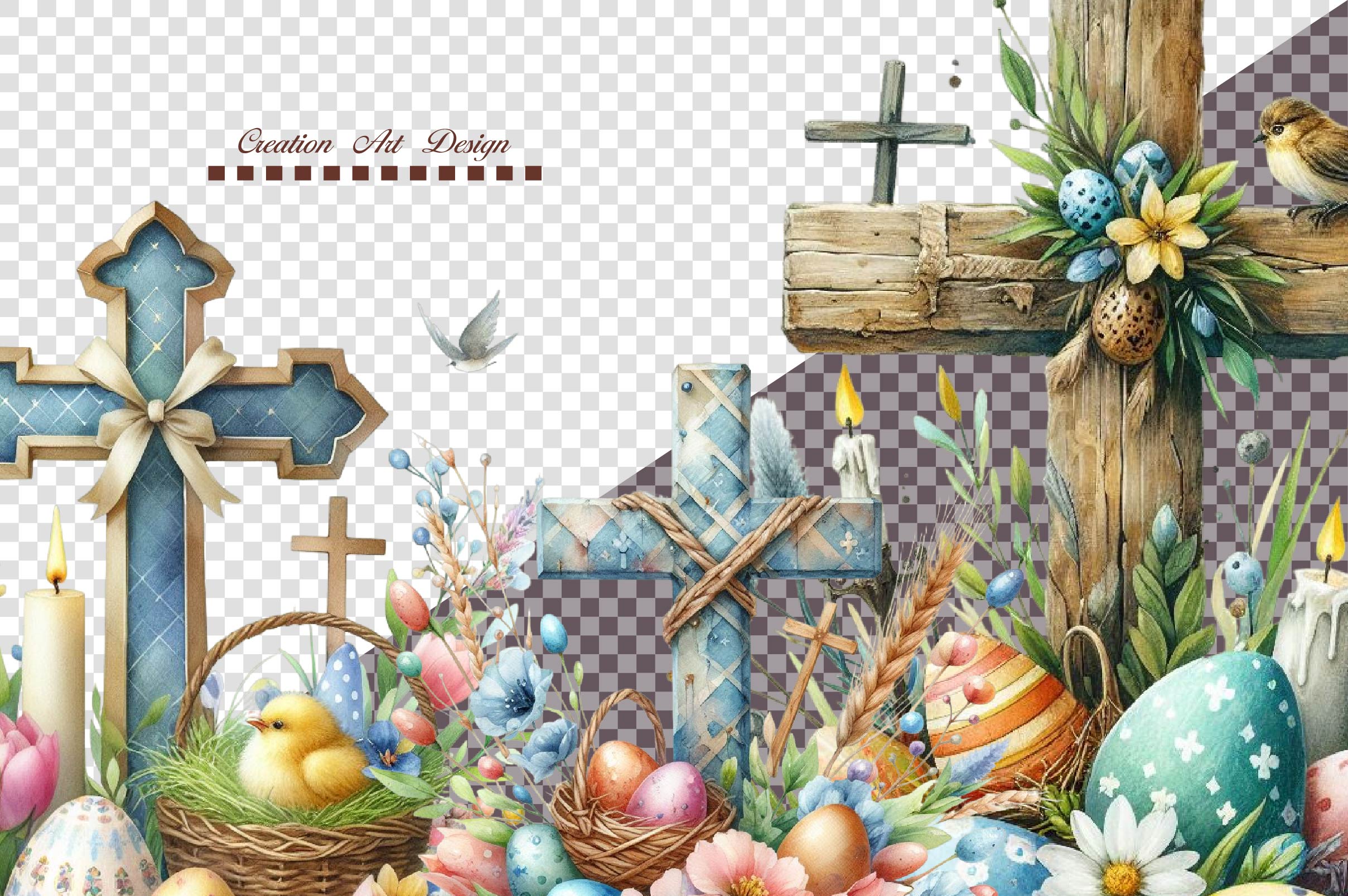 Easter Floral Cross Clipart Bundle - CraftNest - Digital Crafting and Art