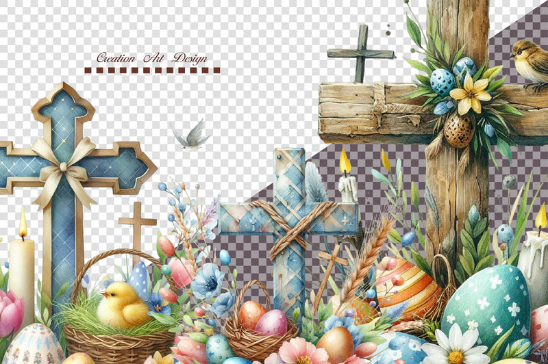 Easter Floral Cross Clipart Bundle - CraftNest - Digital Crafting and Art