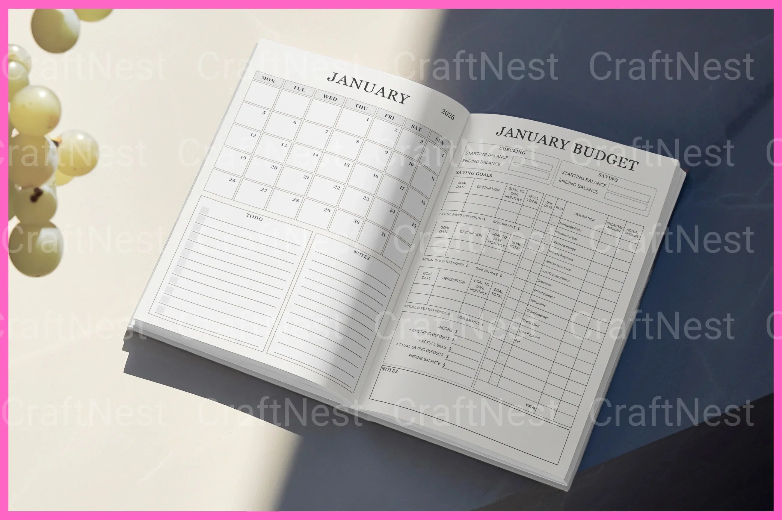Monthly Budget Planner - CraftNest - Digital Crafting and Art
