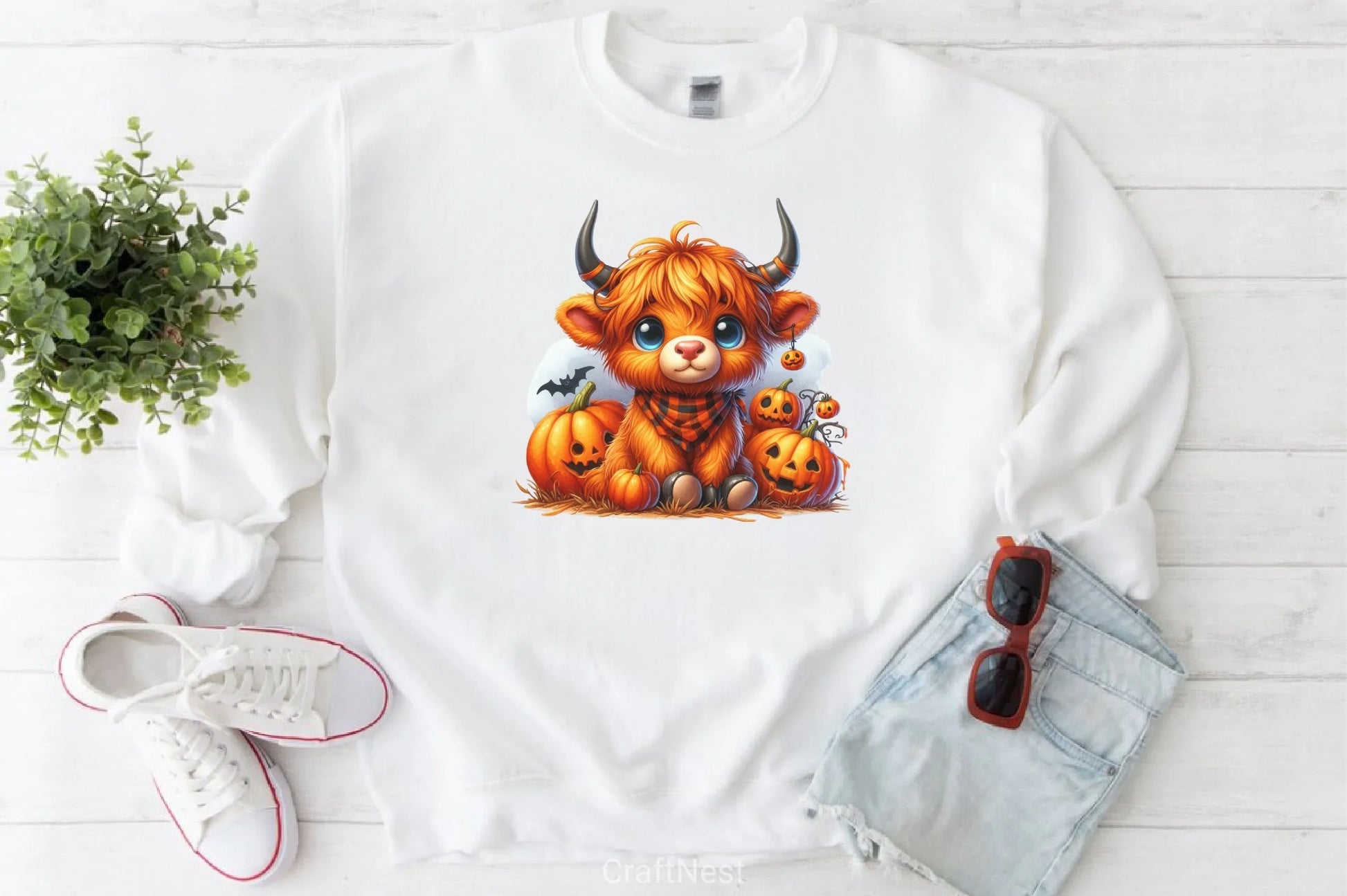 Cute Halloween Highland Cow Clipart Bundle 4 - CraftNest - Digital Crafting and Art