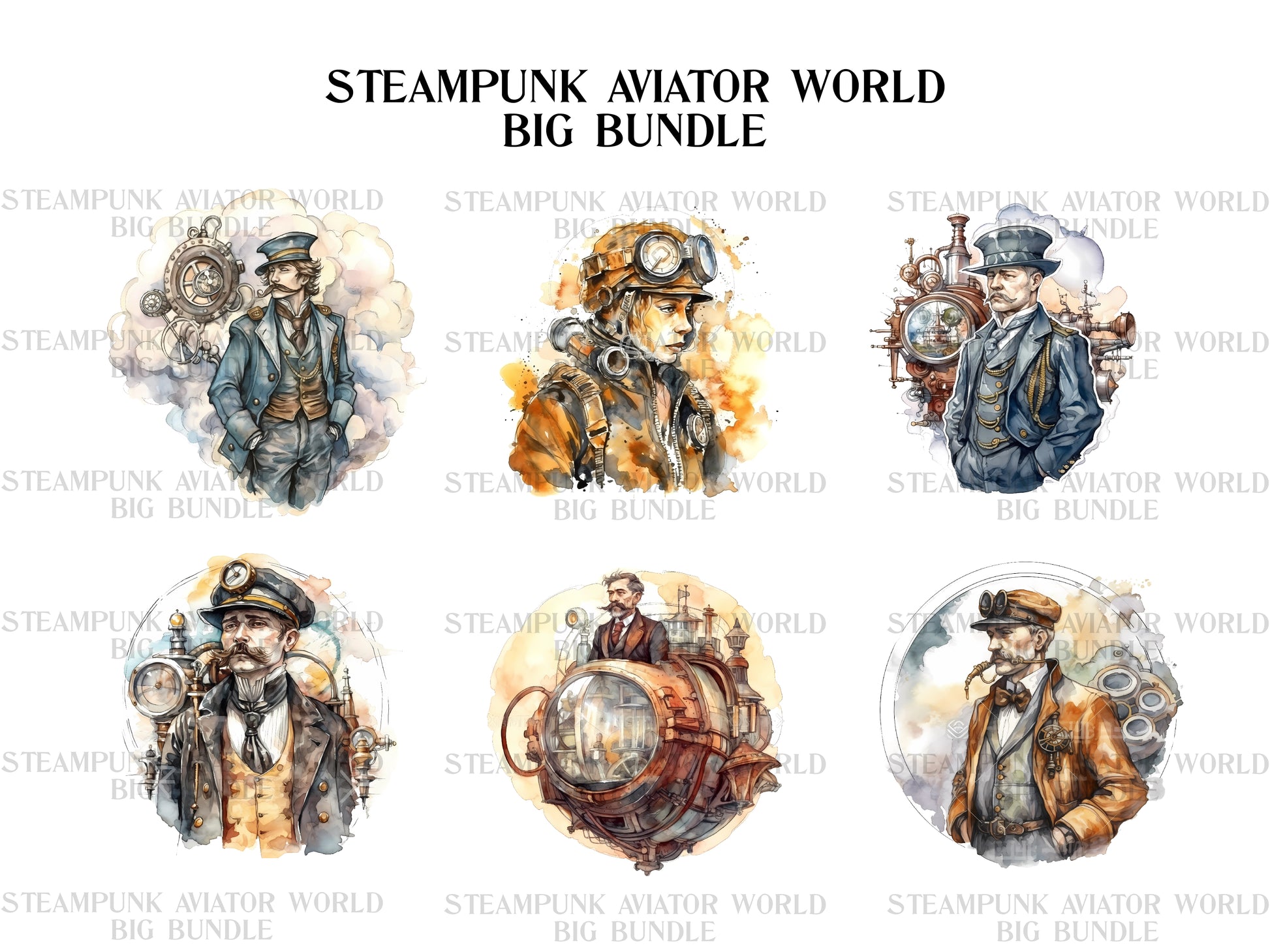 Steampunk Aviator World Clipart - CraftNest