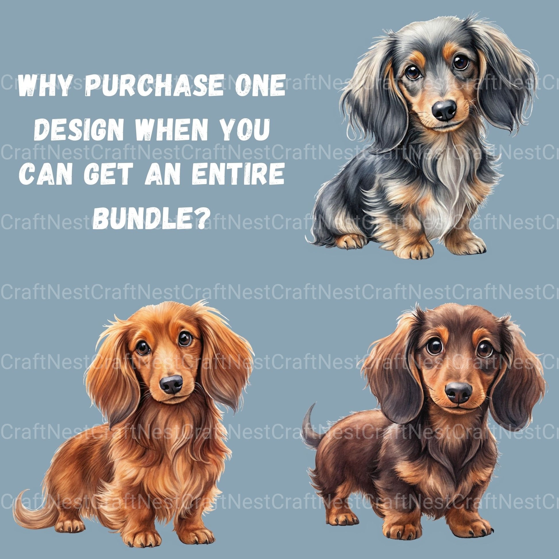 Dachshund Long Hair Clipart Bundle - CraftNest - Digital Crafting and Art