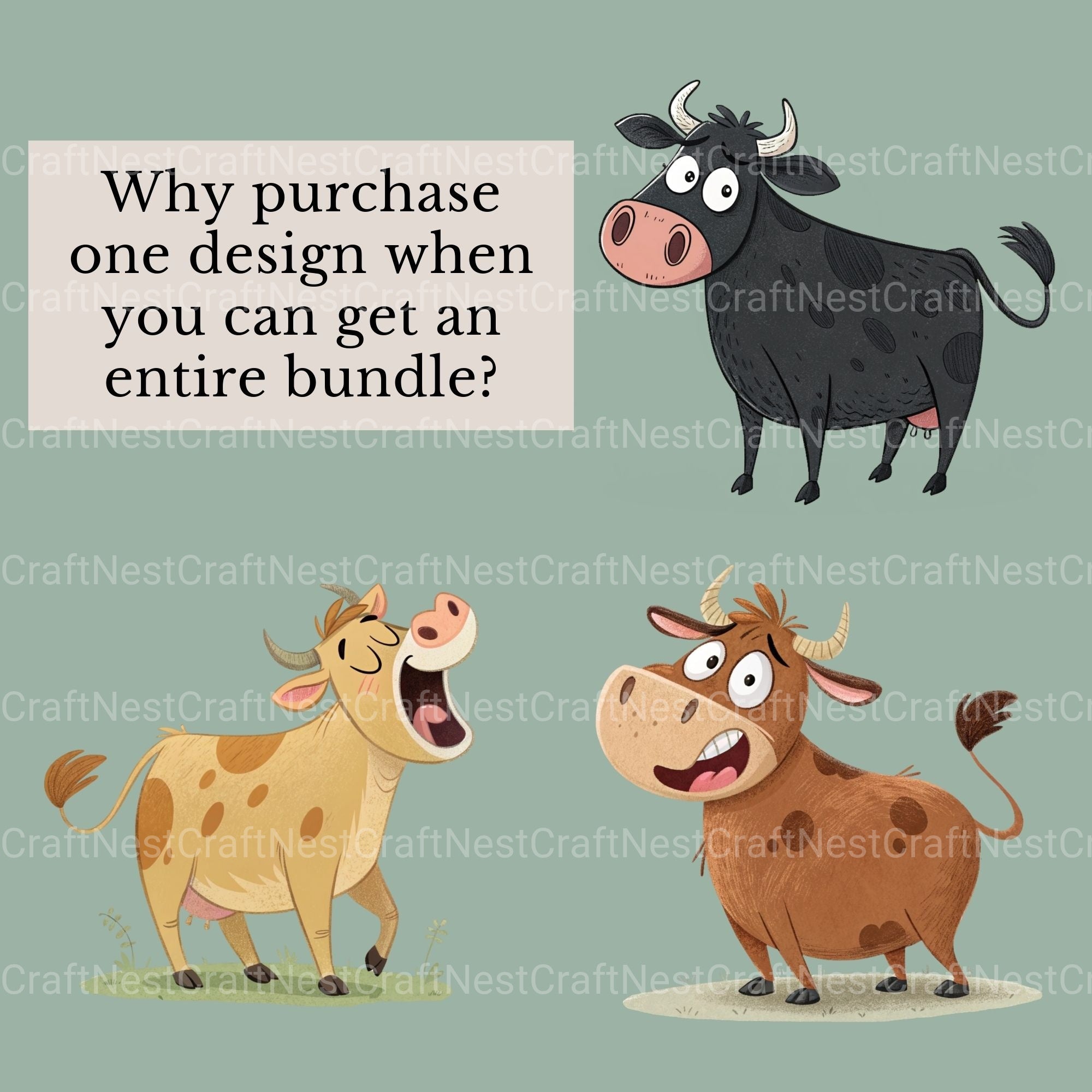 Cows Quirky Clipart Bundle - CraftNest - Digital Crafting and Art