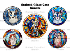 Stained Glass Cats Clipart - CraftNest