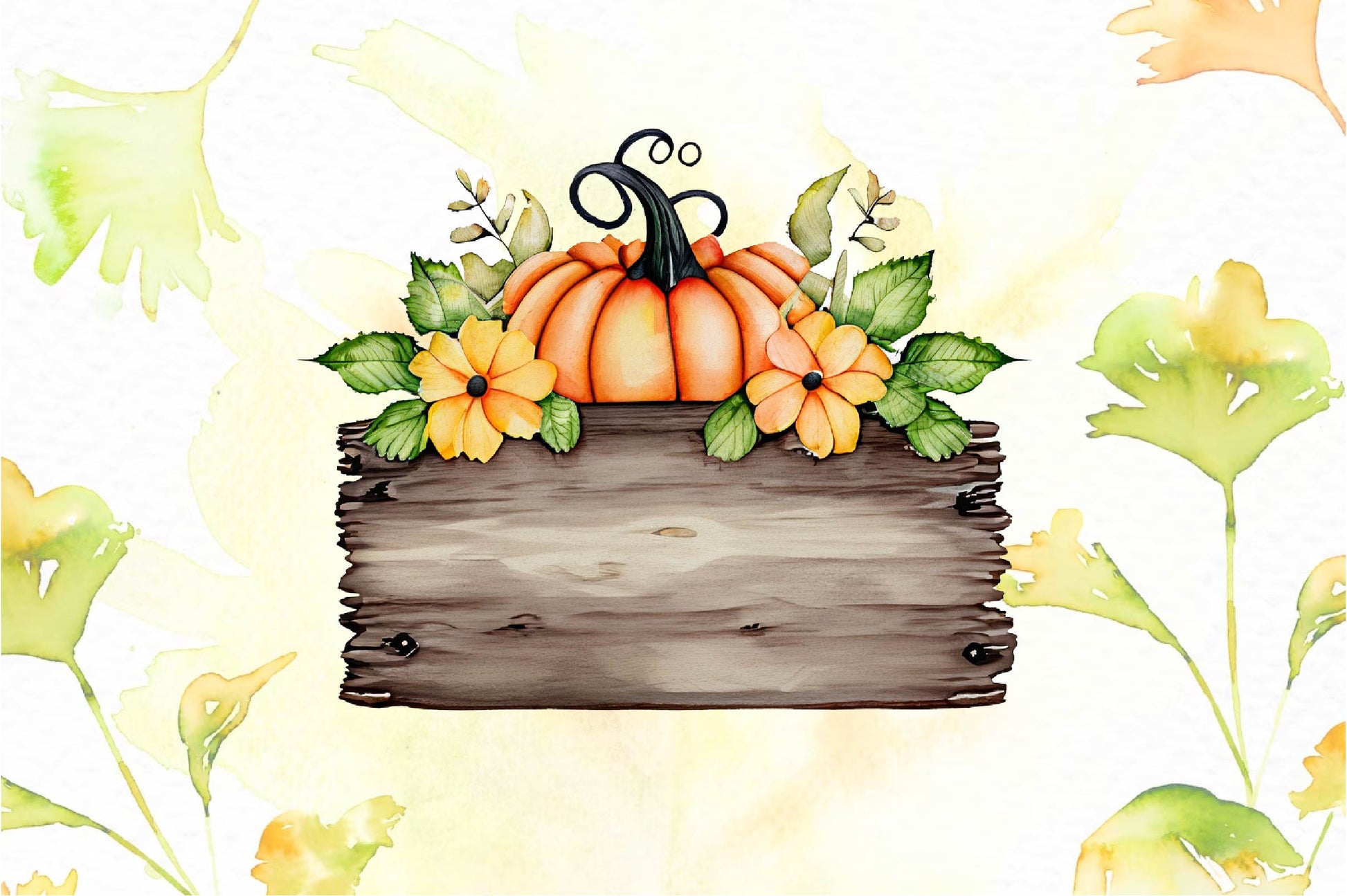 Wooden Sign Pumpkin Flower Clipart Bundle - CraftNest - Digital Crafting and Art