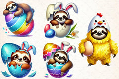 Easter Sloth Clipart Bundle - CraftNest - Digital Crafting and Art