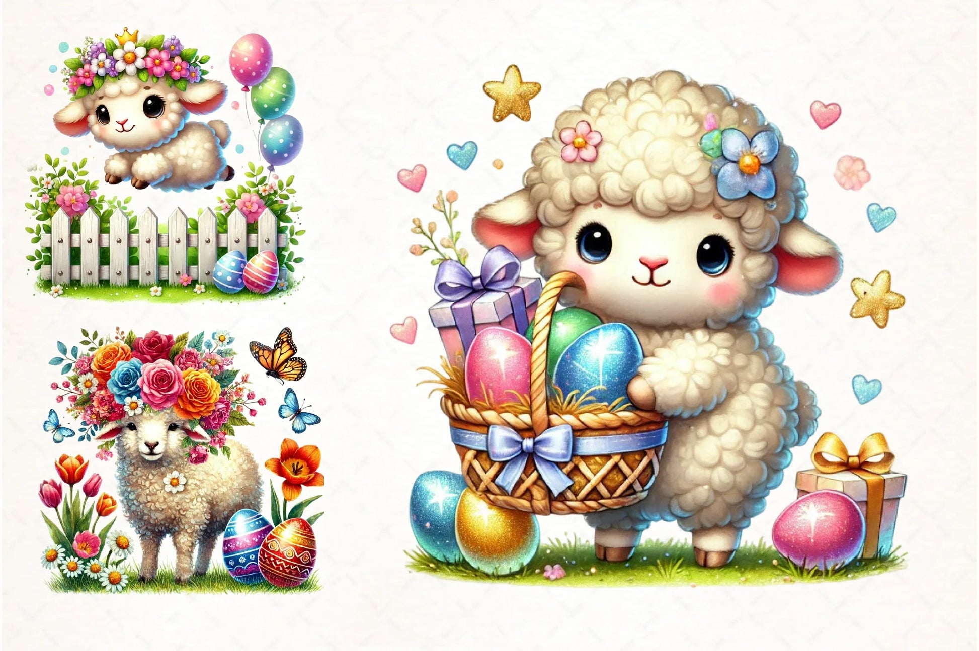 Happy Easter Sheep Clipart Bundle - CraftNest - Digital Crafting and Art