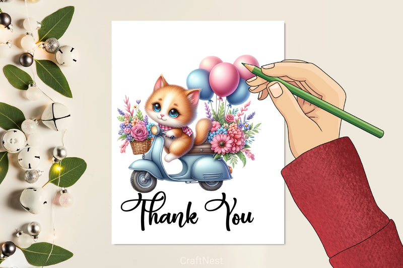 Cute Cat Scooter Clipart Bundle - CraftNest - Digital Crafting and Art