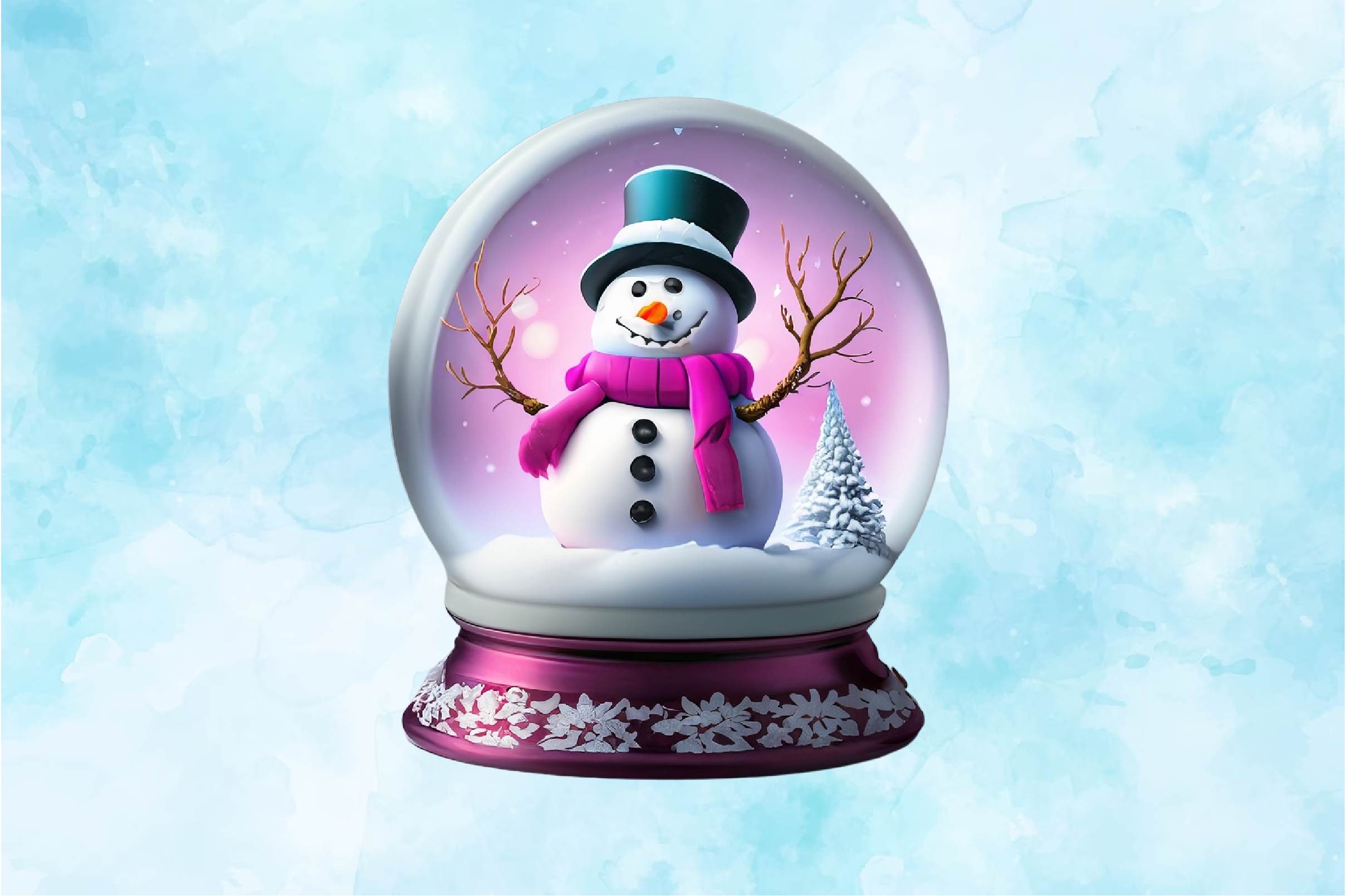 Pink Snowman In Snow Globe Clipart Bundle - CraftNest - Digital Crafting and Art
