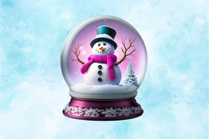 Pink Snowman In Snow Globe Clipart Bundle - CraftNest - Digital Crafting and Art