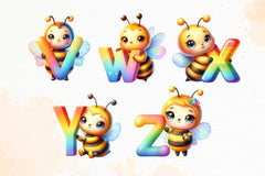 Cute Bee Alphabet Clipart Bundle - CraftNest - Digital Crafting and Art