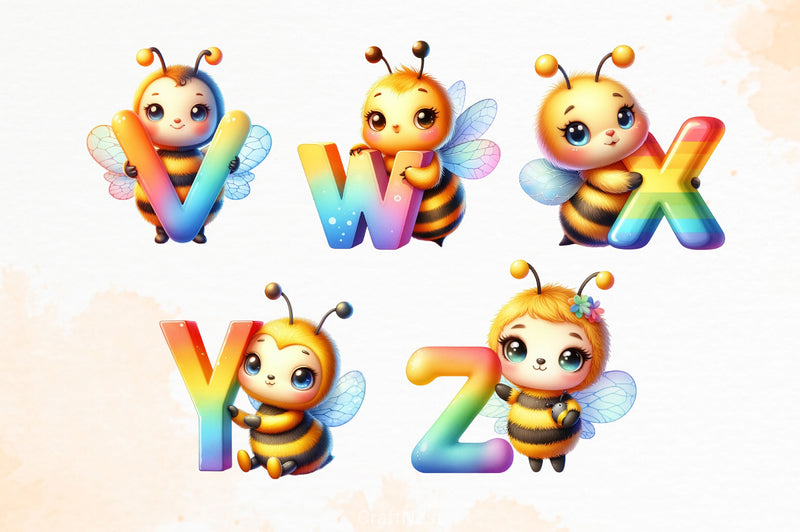 Cute Bee Alphabet Clipart Bundle - CraftNest - Digital Crafting and Art