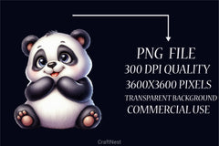Cute Baby Panda Clipart Bundle - CraftNest - Digital Crafting and Art