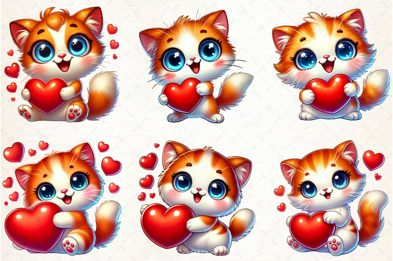 Valentine Cat Clipart Bundle - CraftNest - Digital Crafting and Art