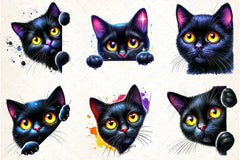Black Cat Peeking Clipart Bundle - CraftNest - Digital Crafting and Art