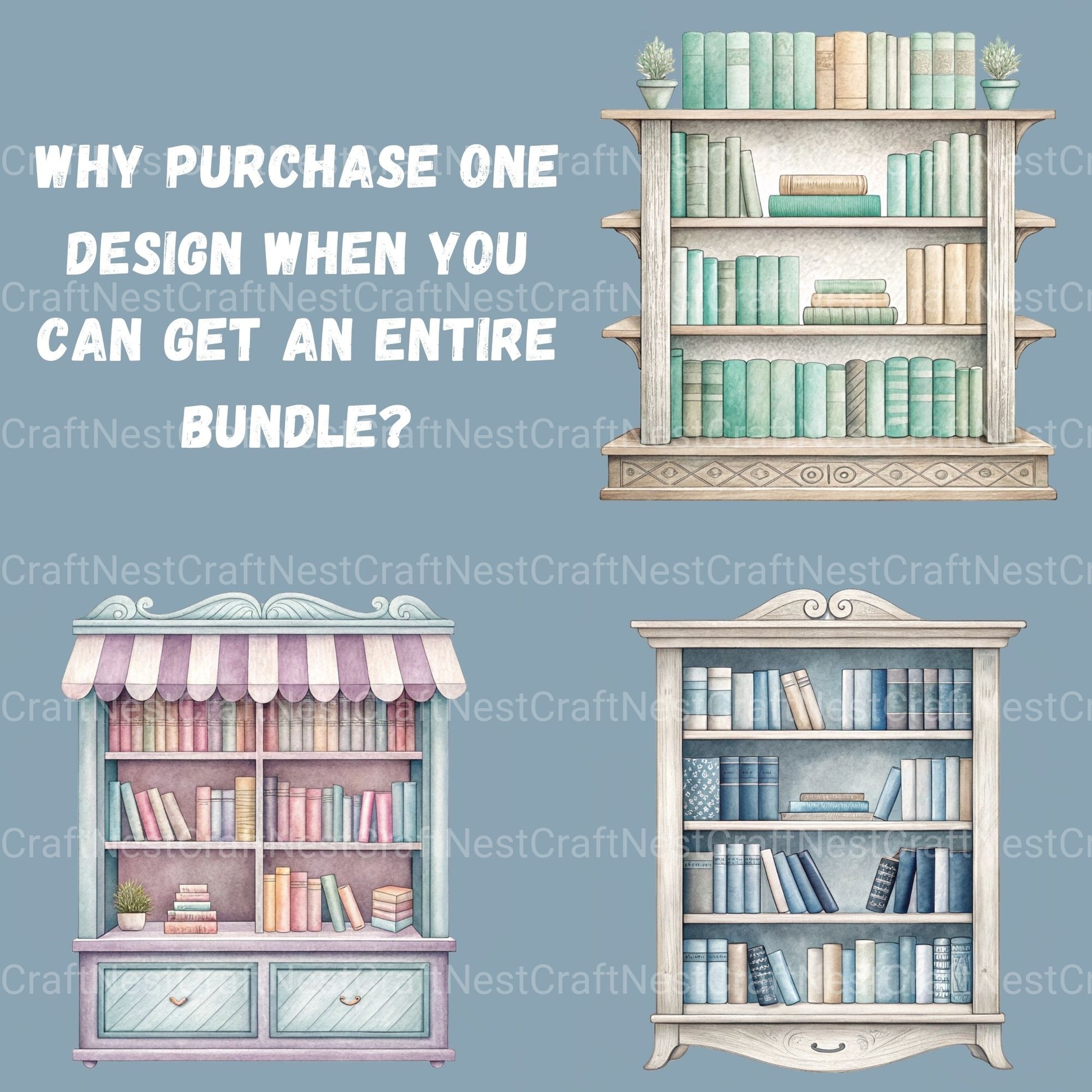Book Shop & Bookshelves Clipart Bundle - CraftNest - Digital Crafting and Art
