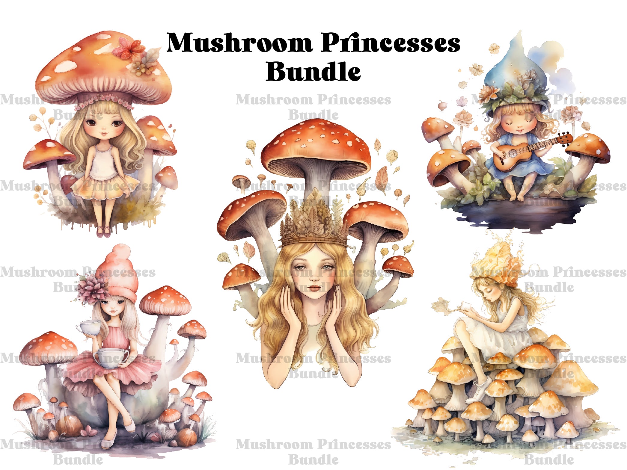 Mushroom Princesses Clipart - CraftNest