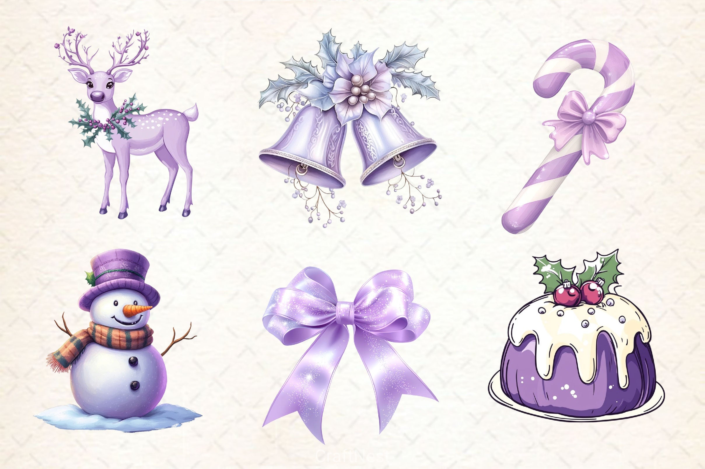 Pastel Purple Christmas Clipart Bundle 2 - CraftNest - Digital Crafting and Art