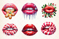 Christmas Lips Christmas Clipart Bundle - CraftNest - Digital Crafting and Art