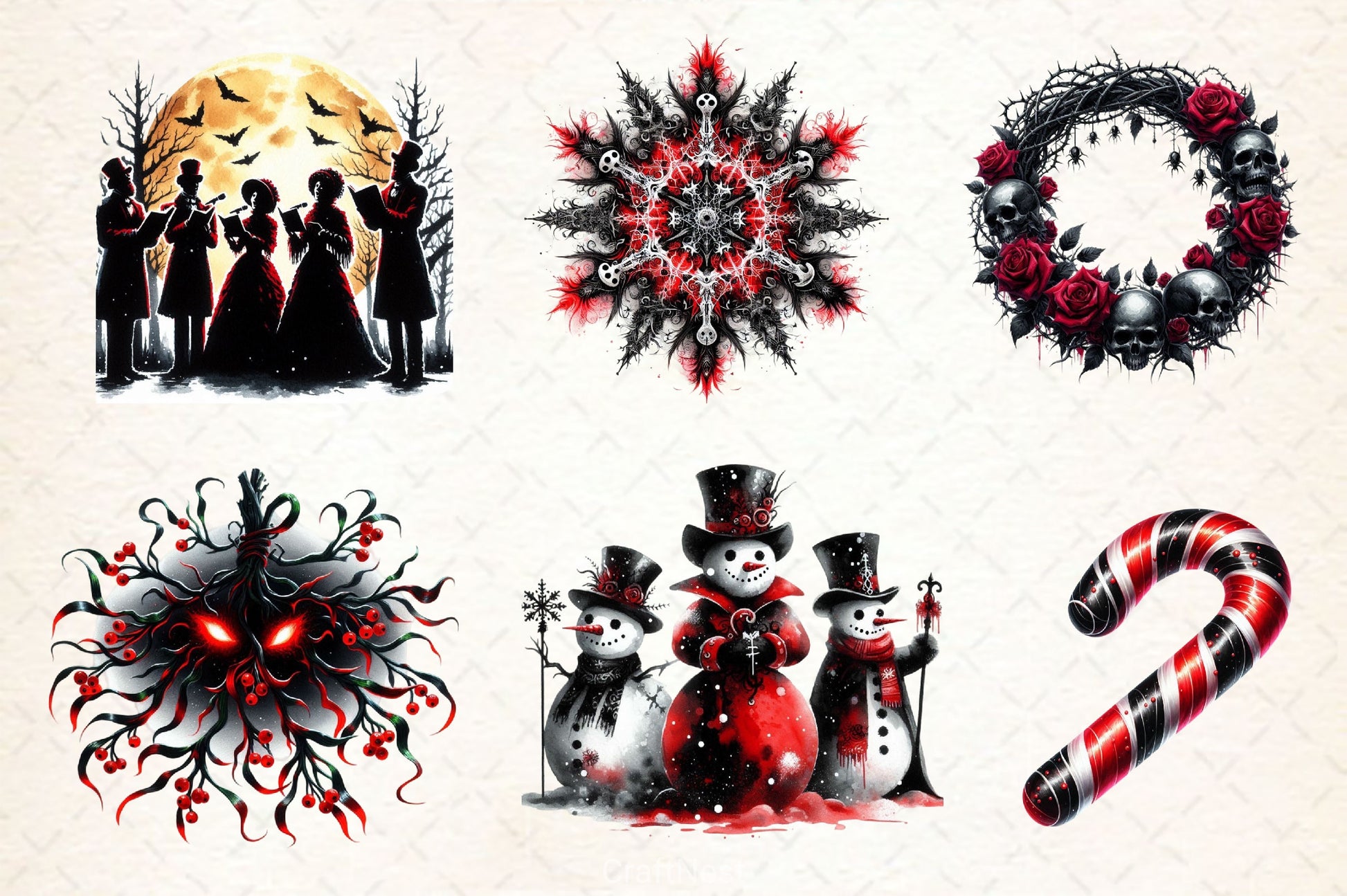 Gothic Christmas Clipart Bundle 2 - CraftNest - Digital Crafting and Art