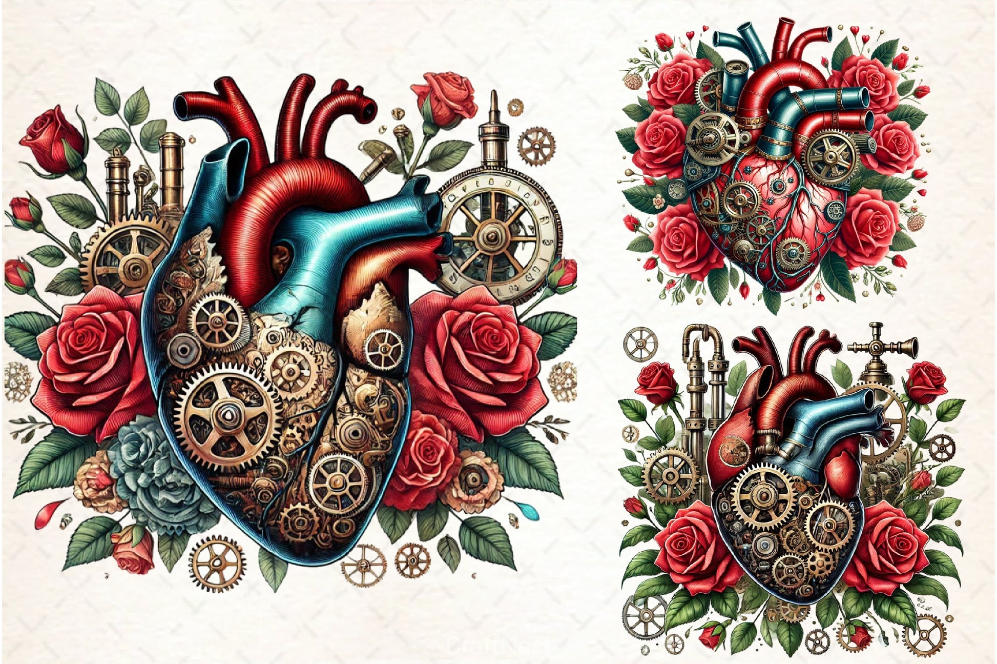 Steampunk Heart Clipart Bundle - CraftNest - Digital Crafting and Art