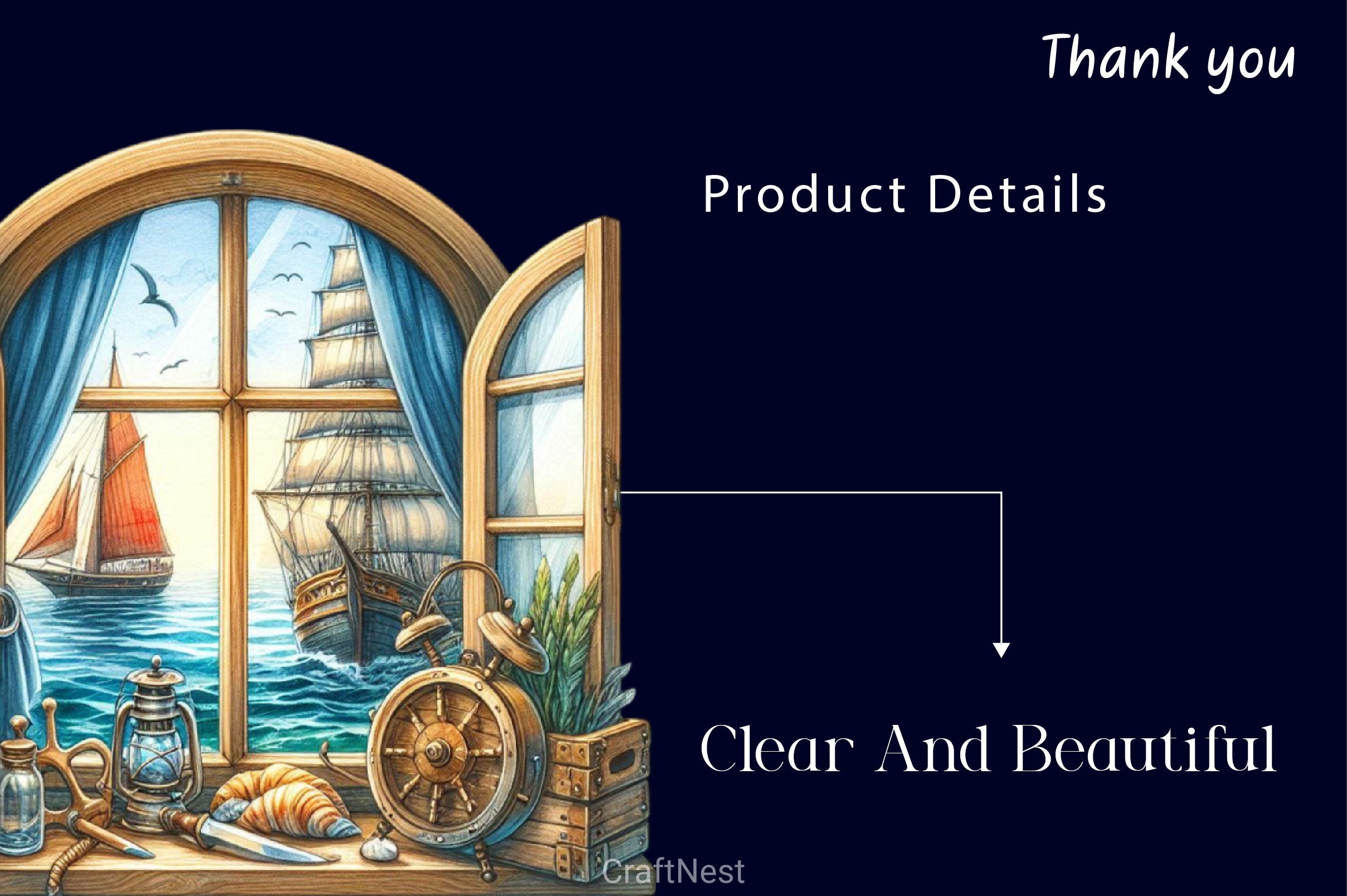 Vintage Nautical Window Clipart Bundle 2 - CraftNest - Digital Crafting and Art