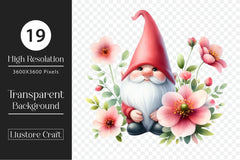 Cherry Blossom Gnome Clipart Bundle - CraftNest - Digital Crafting and Art