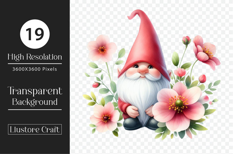 Cherry Blossom Gnome Clipart Bundle - CraftNest - Digital Crafting and Art