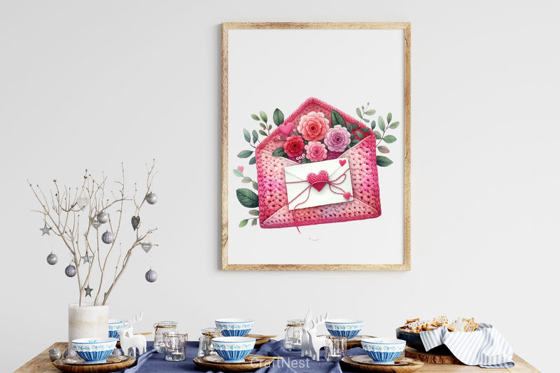 Pink Valentine Crochet Envelopes Clipart Bundle - CraftNest - Digital Crafting and Art