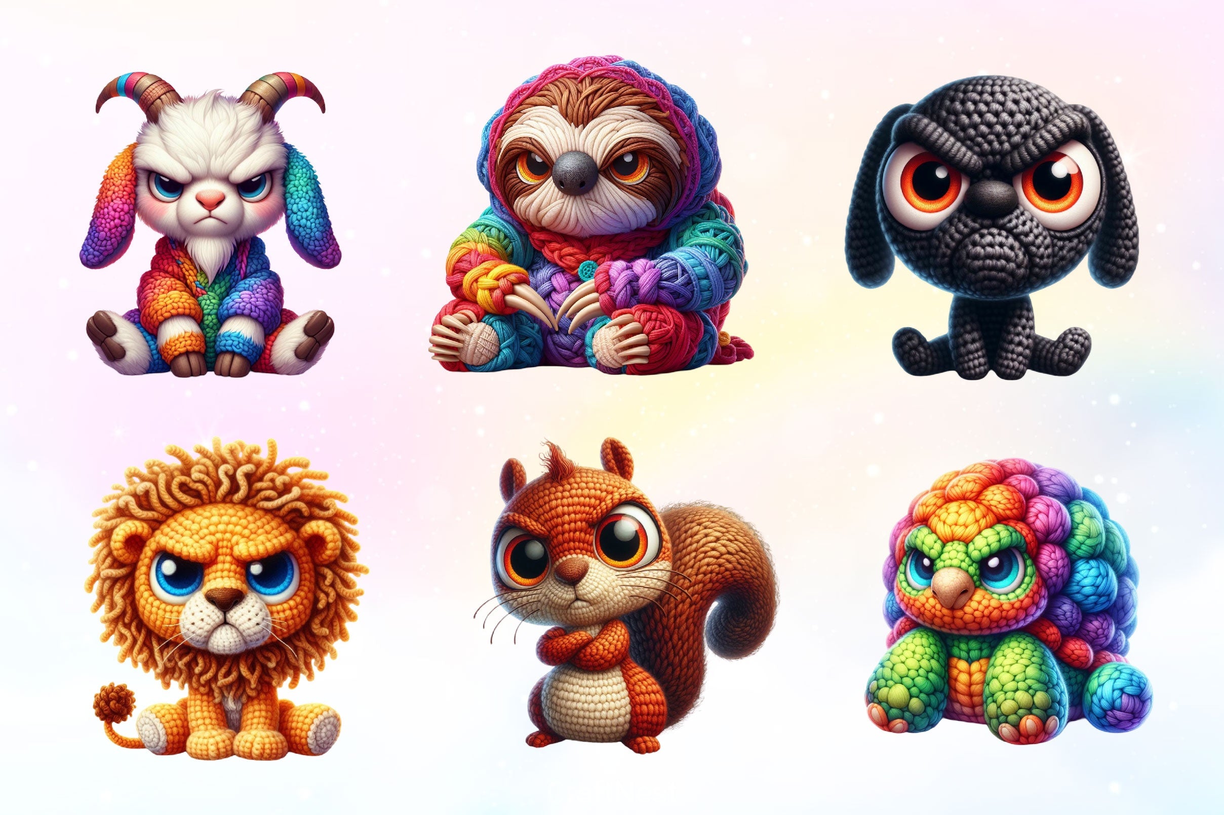 Crochet Grumpy Animals Clipart Bundle - CraftNest - Digital Crafting and Art