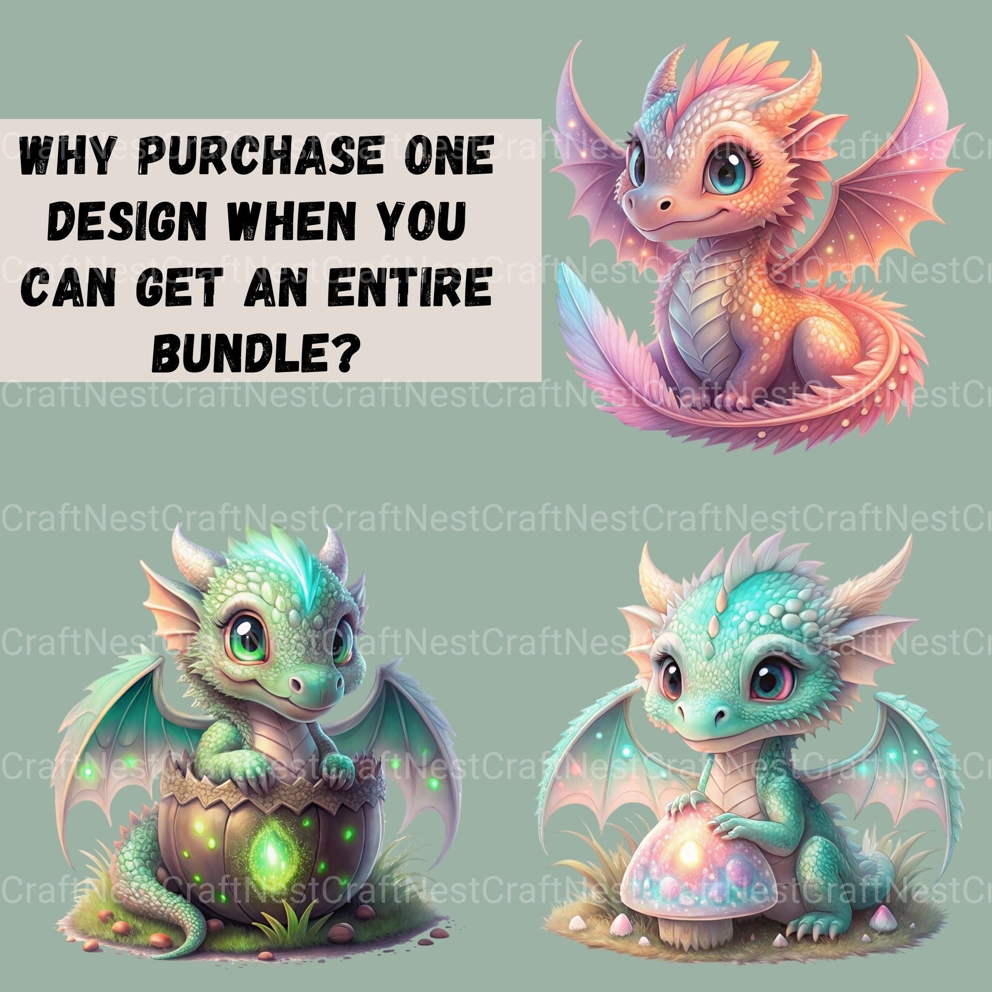 Dragon Babies Clipart Bundle - CraftNest - Digital Crafting and Art