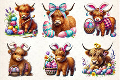 Highland Cow Easter Clipart Bundle - CraftNest - Digital Crafting and Art