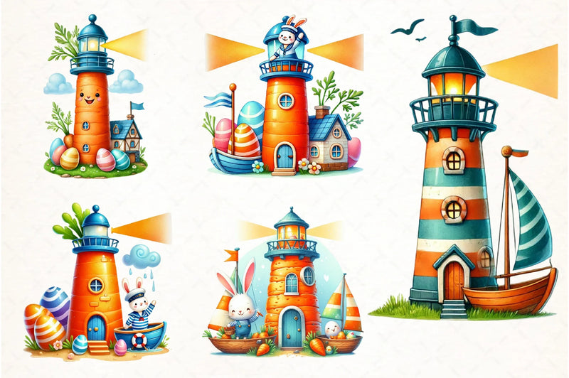 Easter Carrot Lighthouse Clipart Bundle - CraftNest - Digital Crafting and Art